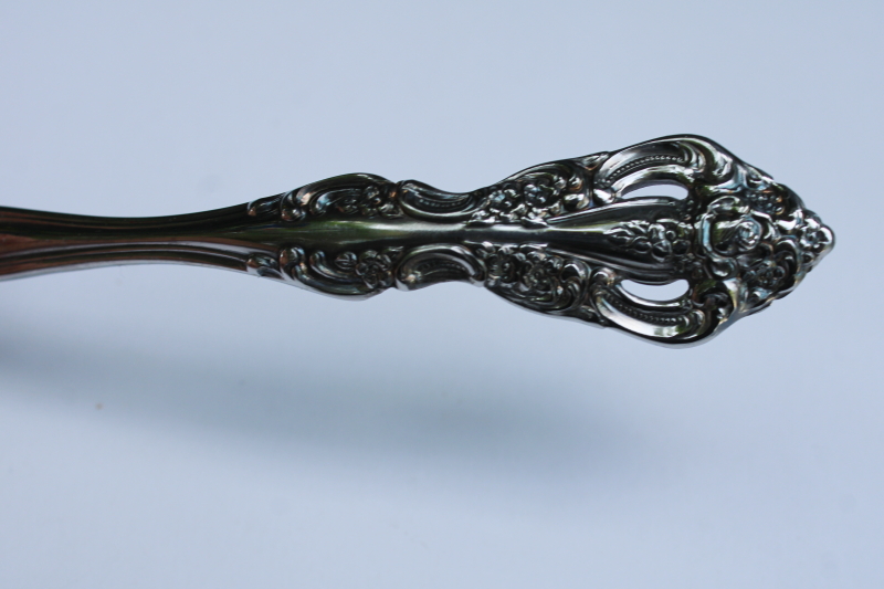photo of Oneida Brahms stainless sauce or gravy ladle, ornate pierced handle vintage flatware  #2