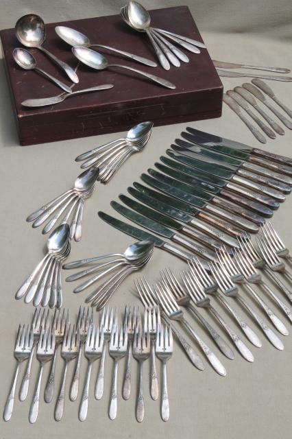 photo of Oneida Community silver Tudor plate Fantasy pattern silverware, 1940s vintage flatware #1