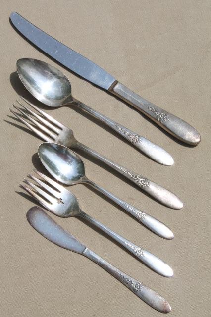 photo of Oneida Community silver Tudor plate Fantasy pattern silverware, 1940s vintage flatware #11