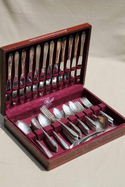 photo of Oneida Community silver Tudor plate Fantasy pattern silverware, 1940s vintage flatware #12