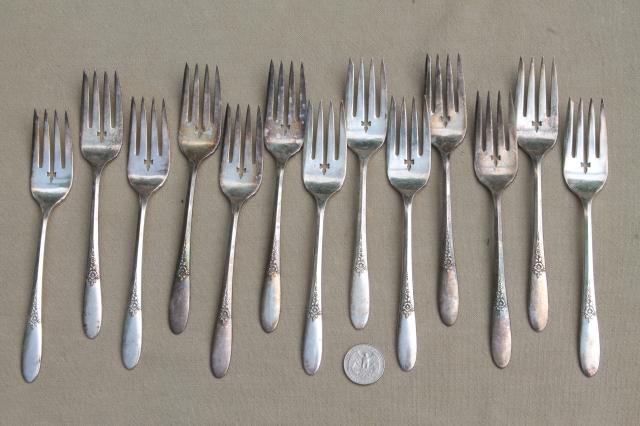 photo of Oneida Community silver Tudor plate Fantasy pattern silverware, 1940s vintage flatware #13