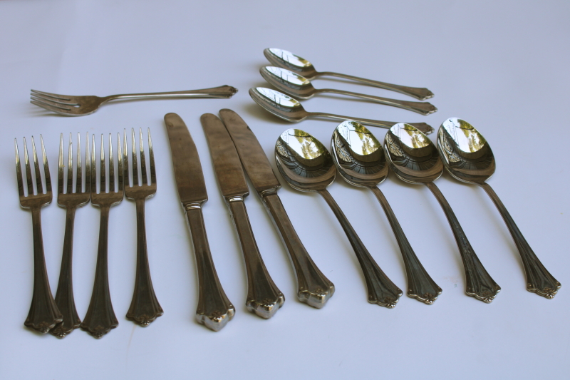 photo of Oneida Deluxe stainless flatware Anticipation pattern lot 15 pcs, dinner forks, spoons etc  #1