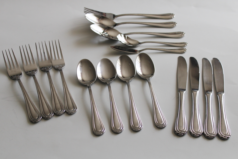 photo of Oneida Ottawa pattern 18 10 stainless flatware for 4 w/ completer pieces #1