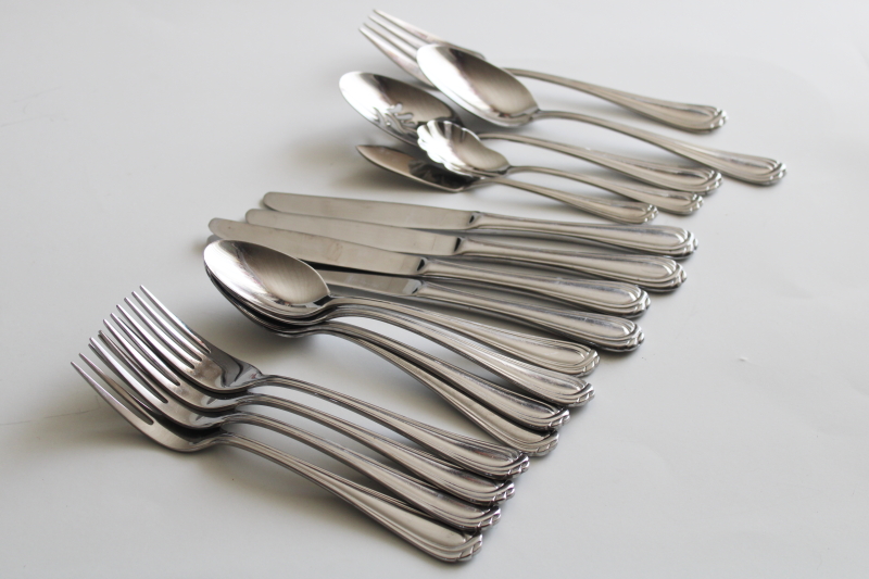 photo of Oneida Ottawa pattern 18 10 stainless flatware for 4 w/ completer pieces #3