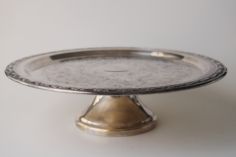 photo of Oneida Park Lane pattern silver plate cake stand tarnished vintage silver  #1