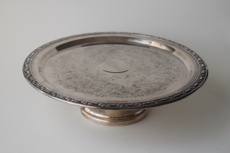 photo of Oneida Park Lane pattern silver plate cake stand tarnished vintage silver  #2