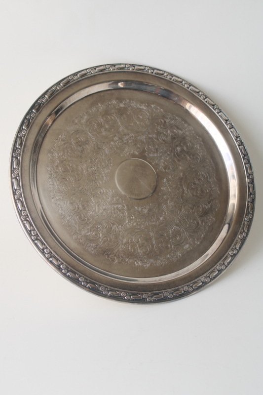 photo of Oneida Park Lane pattern silver plate cake stand tarnished vintage silver  #3