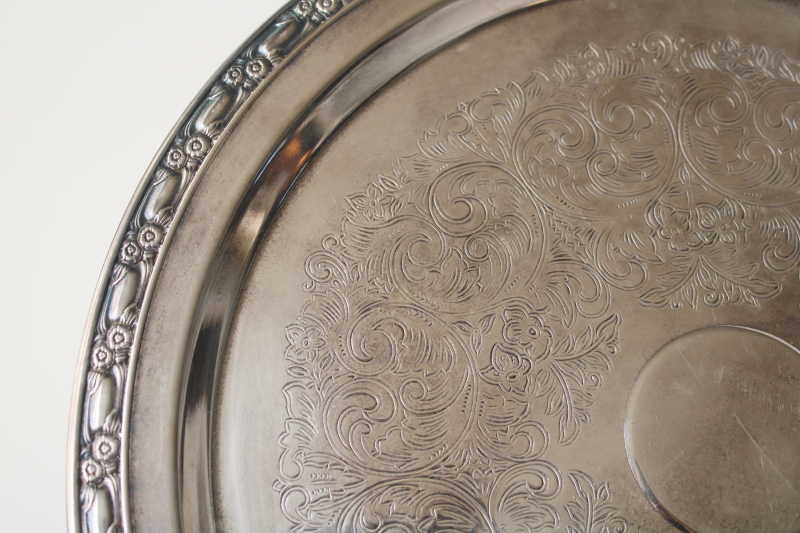 photo of Oneida Park Lane pattern silver plate cake stand tarnished vintage silver  #4