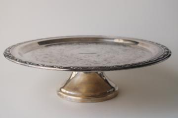 catalog photo of Oneida Park Lane pattern silver plate cake stand tarnished vintage silver 