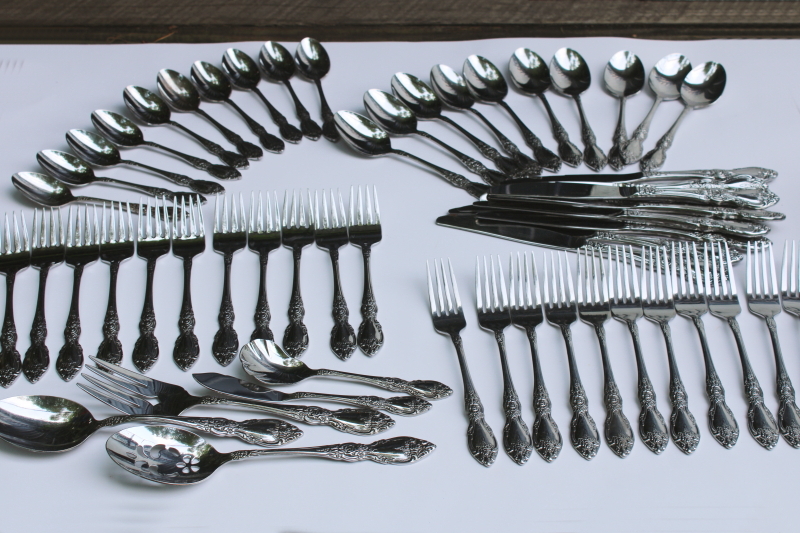 photo of Oneida President stainless flatware set 60 pieces, service for 10 plus extras and serving pieces  #1