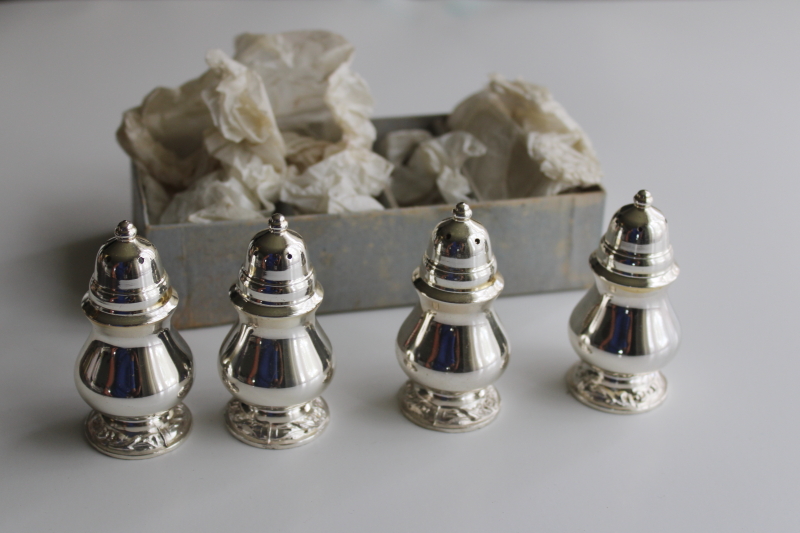 photo of Oneida silver plate mini shakers S&P sets, 20th century vintage traditional colonial style  #1