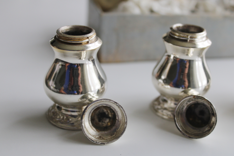 photo of Oneida silver plate mini shakers S&P sets, 20th century vintage traditional colonial style  #5