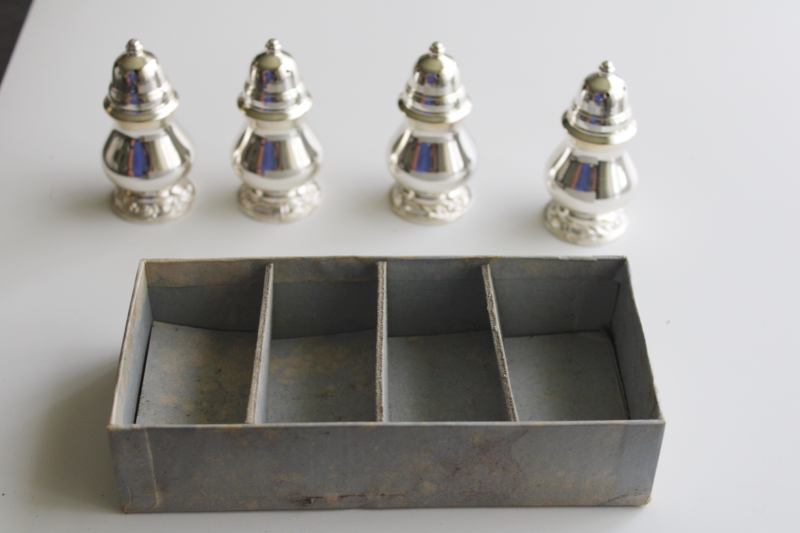 photo of Oneida silver plate mini shakers S&P sets, 20th century vintage traditional colonial style  #7