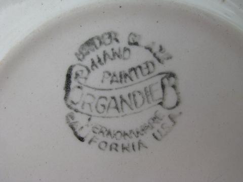 photo of Organdie Vernon Kilns vintage California pottery, cup and saucer lot #3