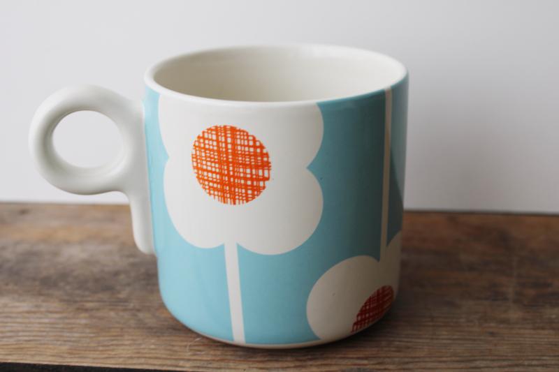 photo of Orla Kiely for Target ceramic coffee mug, retro daisy flowers on aqua #2