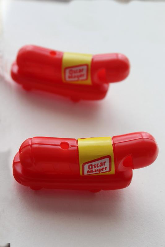 photo of Oscar Mayer weiner whistles, vintage Weinermobile shape not marked #2