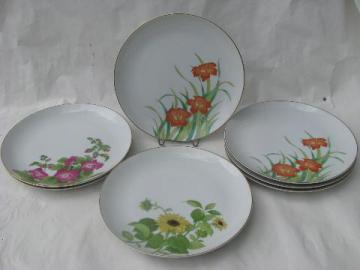 catalog photo of Otagiri - Japan, 8 dinner plates w/ flowers, Gibson Greetings patterns