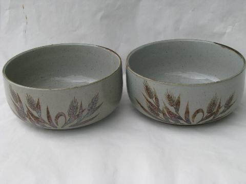 photo of Otatgiri Harvest wheat stoneware pottery dishes set for 6, retro 70s vintage #4