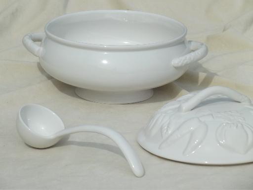 photo of Over & Back majolica embossed fruit earthenware soup tureen & ladle  #2