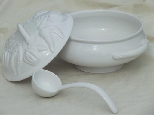 photo of Over & Back majolica embossed fruit earthenware soup tureen & ladle  #3