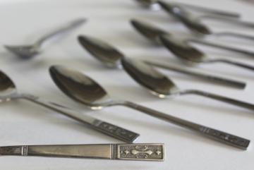 catalog photo of Oxford Hall 69 stainless flatware, fleur de lis pattern teaspoons vintage 60s 70s Korea