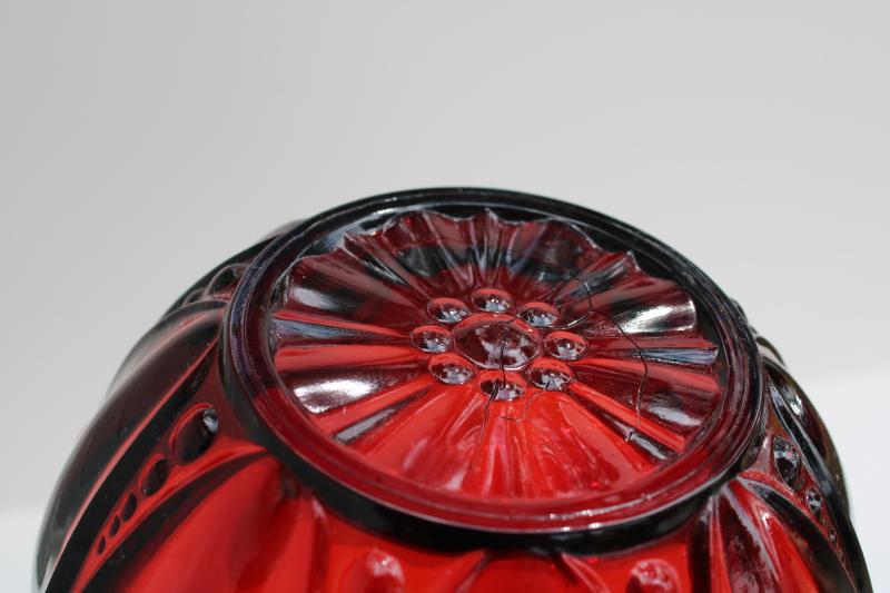 photo of Oyster and Pearl royal ruby red depression glass bowl, bonbon dish w/ little handles #4