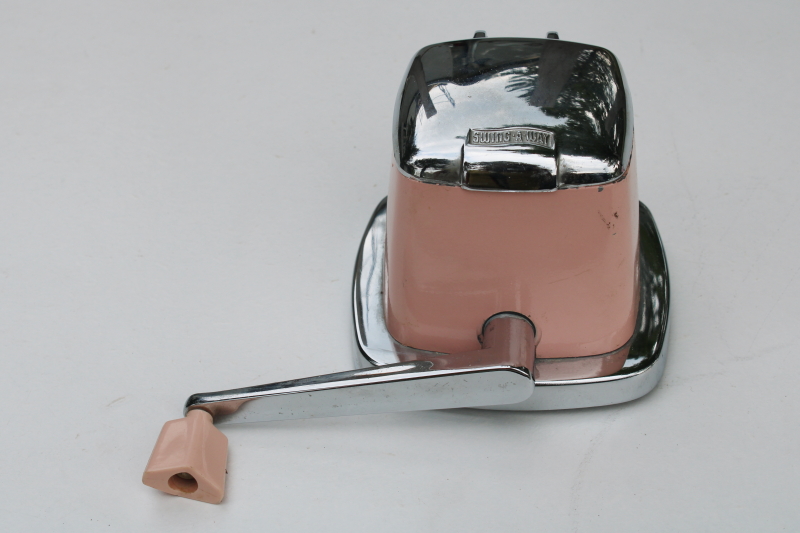 photo of PINK Swing A Way ice crusher, mid century modern vintage hand crank grinder only, 1950s retro #1