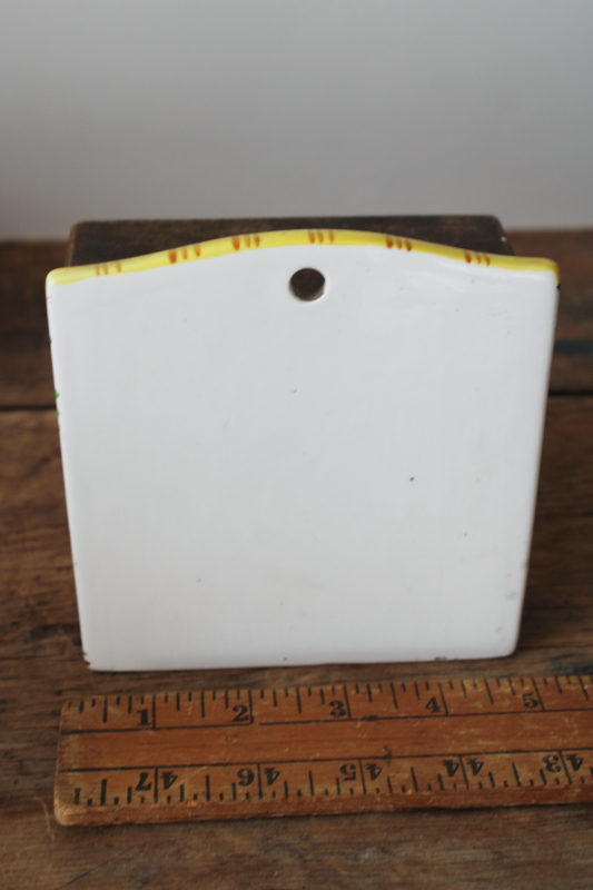 photo of PY Japan Provincial rooster & roses vintage hand painted ceramic Salt box wall hanging #6