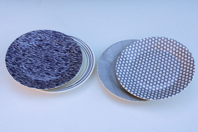 photo of Pacific Royal Doulton plates, minimalist mod design cobalt blue & white patterns #2