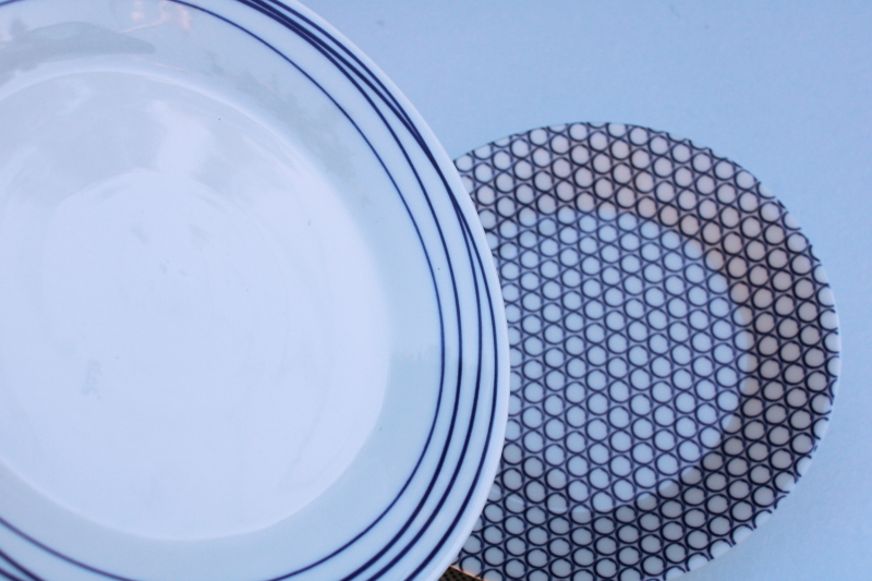 photo of Pacific Royal Doulton plates, minimalist mod design cobalt blue & white patterns #4