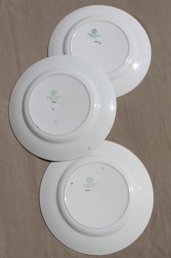 photo of Pagoda pattern chinoiserie china plates, old Johnson Brothers plates w/ British export labels #4