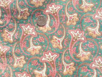 catalog photo of Paisley on green, 1930's cotton fabric