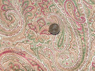 photo of Paisley on ivory, 1930's cotton fabric #1