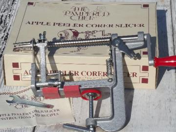 catalog photo of Pampered Chef old-fashioned hand crank apple peeler corer slicer in box
