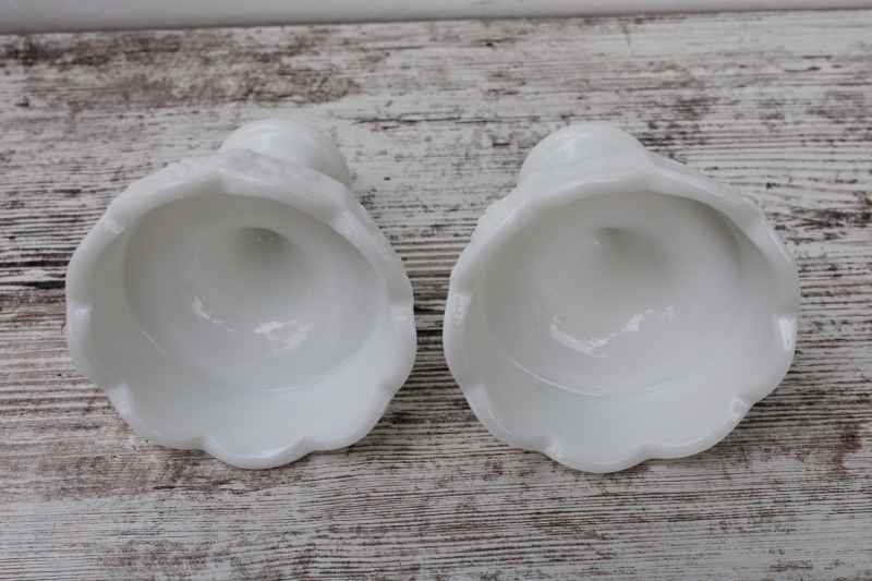 photo of Paneled Grape milk glass candle holders, vintage Westmoreland glass candlesticks  #4