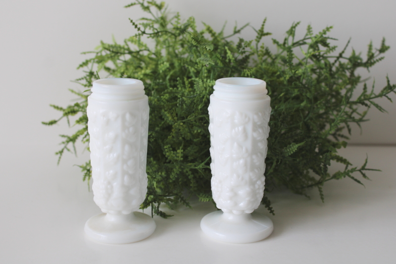photo of Paneled grape pattern milk glass salt & pepper shaker jars no lids, vintage Westmoreland S&P  #1