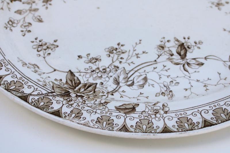 photo of Parisian granite antique ironstone china platter, Rosaline aesthetic brown transfer pattern  #2