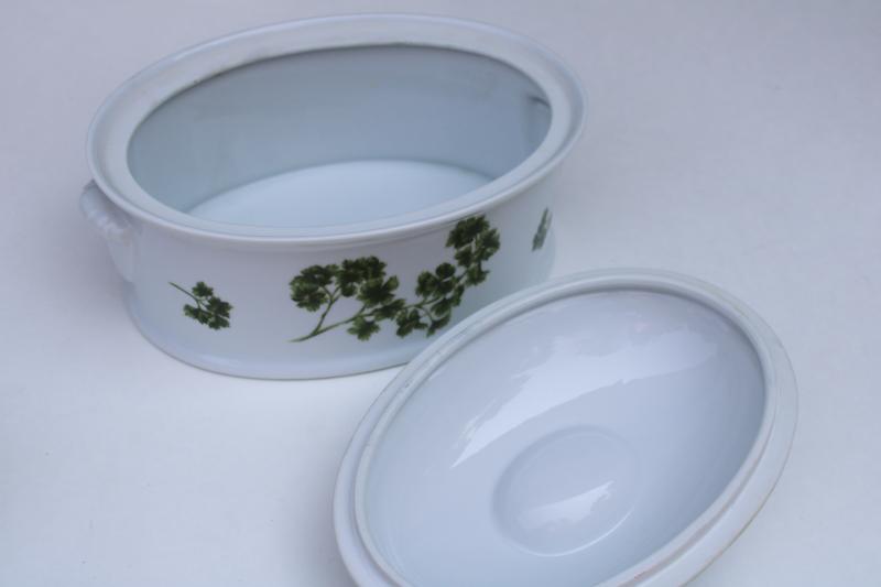 photo of Parsley pattern oven to table ceramic casserole w/ lid, vintage Andrea by Sadek Japan #3