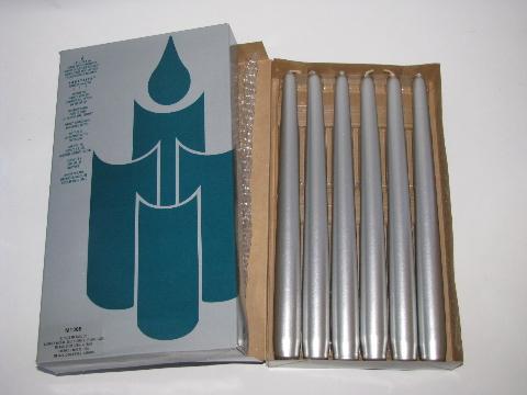 photo of Partylite dinner taper candle, lot of 12 metallic silver candles #1