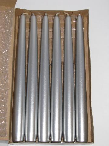 photo of Partylite dinner taper candle, lot of 12 metallic silver candles #2