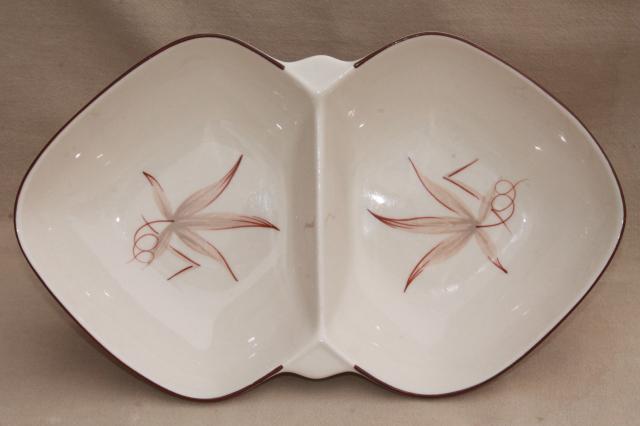 photo of Passion Flower vintage Winfield Ware California pottery, double bowl vegetable dish #1