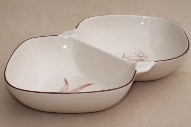 photo of Passion Flower vintage Winfield Ware California pottery, double bowl vegetable dish #2