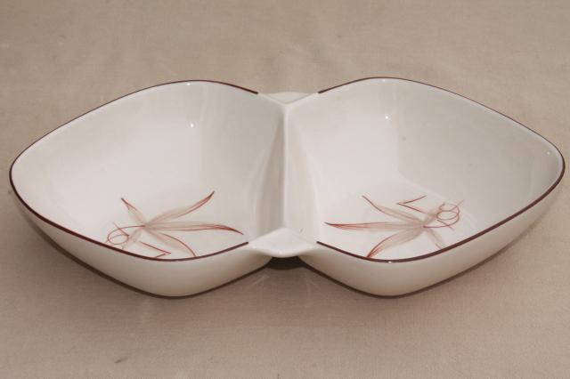 photo of Passion Flower vintage Winfield Ware California pottery, double bowl vegetable dish #4