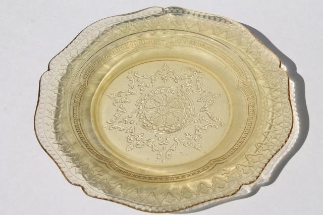 photo of Patrician pattern vintage amber yellow depression glass bread & butter, salad plates #5