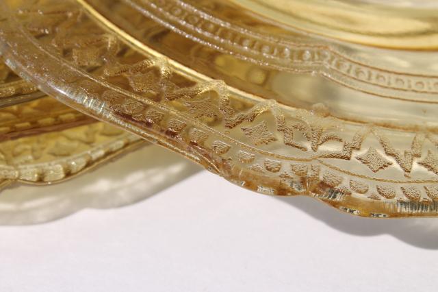 photo of Patrician pattern vintage amber yellow depression glass bread & butter, salad plates #10