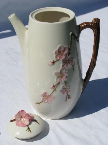 photo of Peach Blossom china coffee pot, vintage Metlox PoppyTrail pottery dinnerware #2