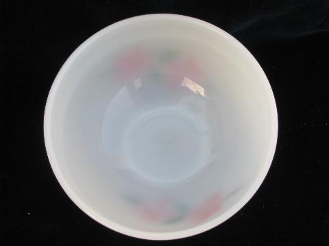 photo of Peach Blossom vintage hand-painted Gay Fad Fire-King glass mixing bowl #2