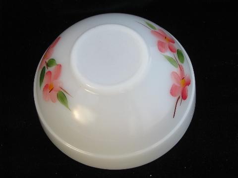 photo of Peach Blossom vintage hand-painted Gay Fad Fire-King glass mixing bowl #3