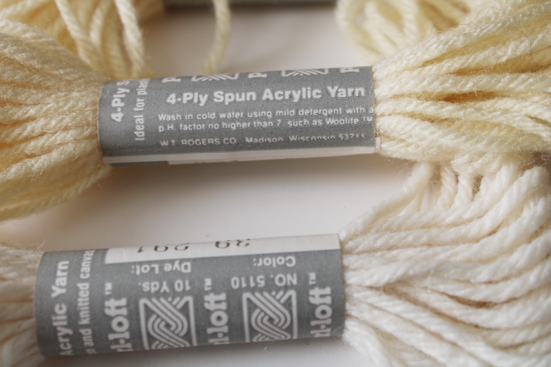 photo of Pearl Loft acrylic tapestry yarn vintage skeins lot, teal, mint green, ivory  #3