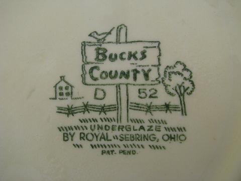 photo of Pennsylvania Dutch folk art dinner plates, vintage Bucks County pattern Royal china #3